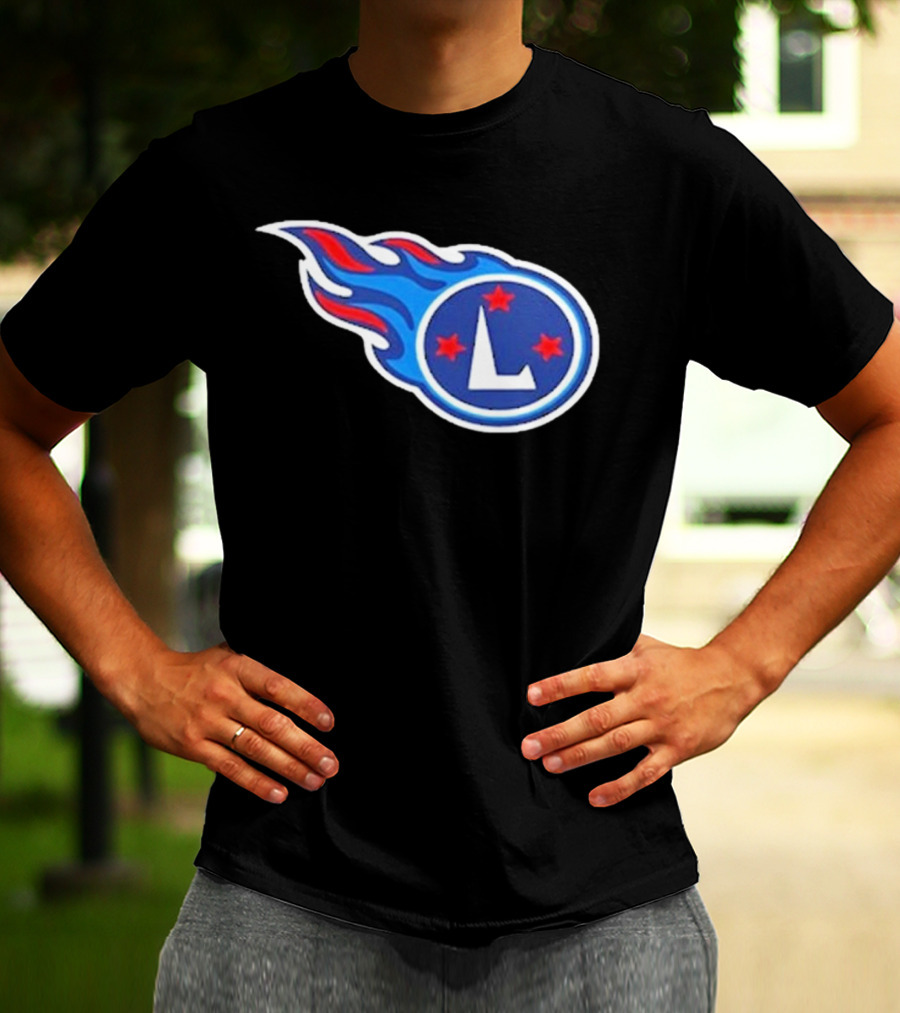 Funny Ahh Tees Tennessee Titans Fire L логотип T-Shirt