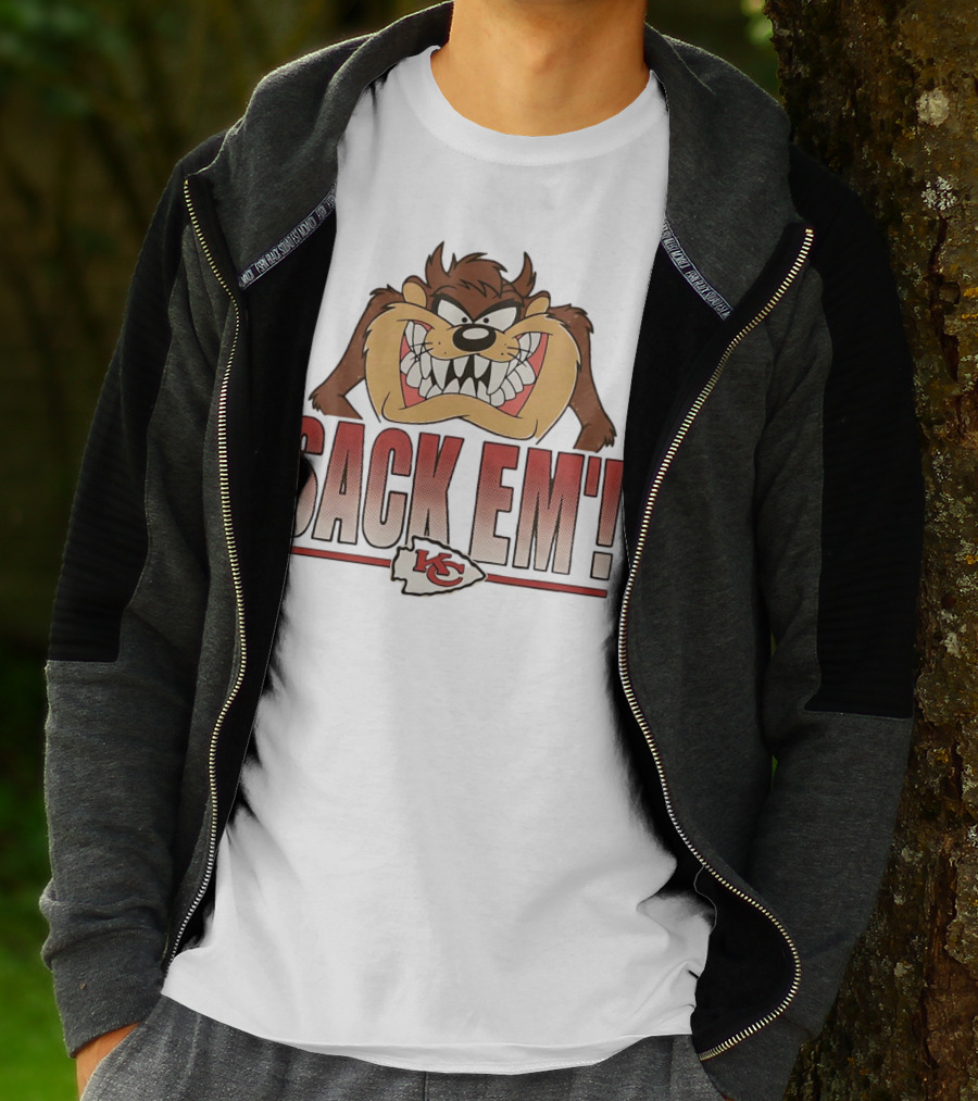 Looney Tunes Taz Kansas City Chiefs Sack 'Em KC T-Shirt