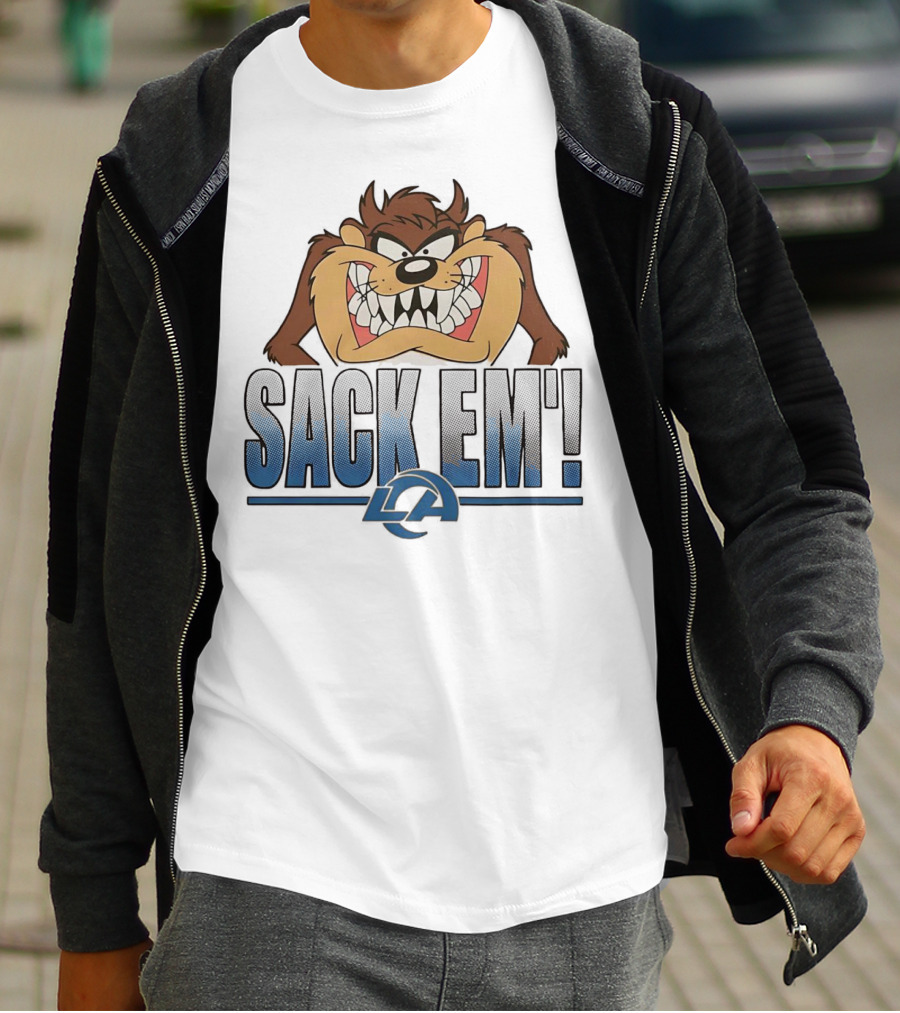 Looney Tunes Taz Sack Em LA Los Angeles Rams T-Shirt
