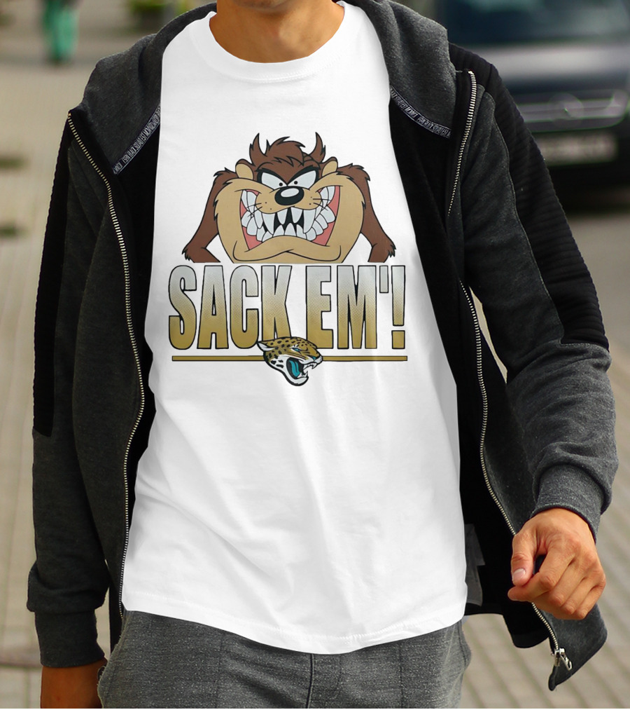 Looney Tunes Taz Sack Em Jacksonville Jaguars T-Shirt