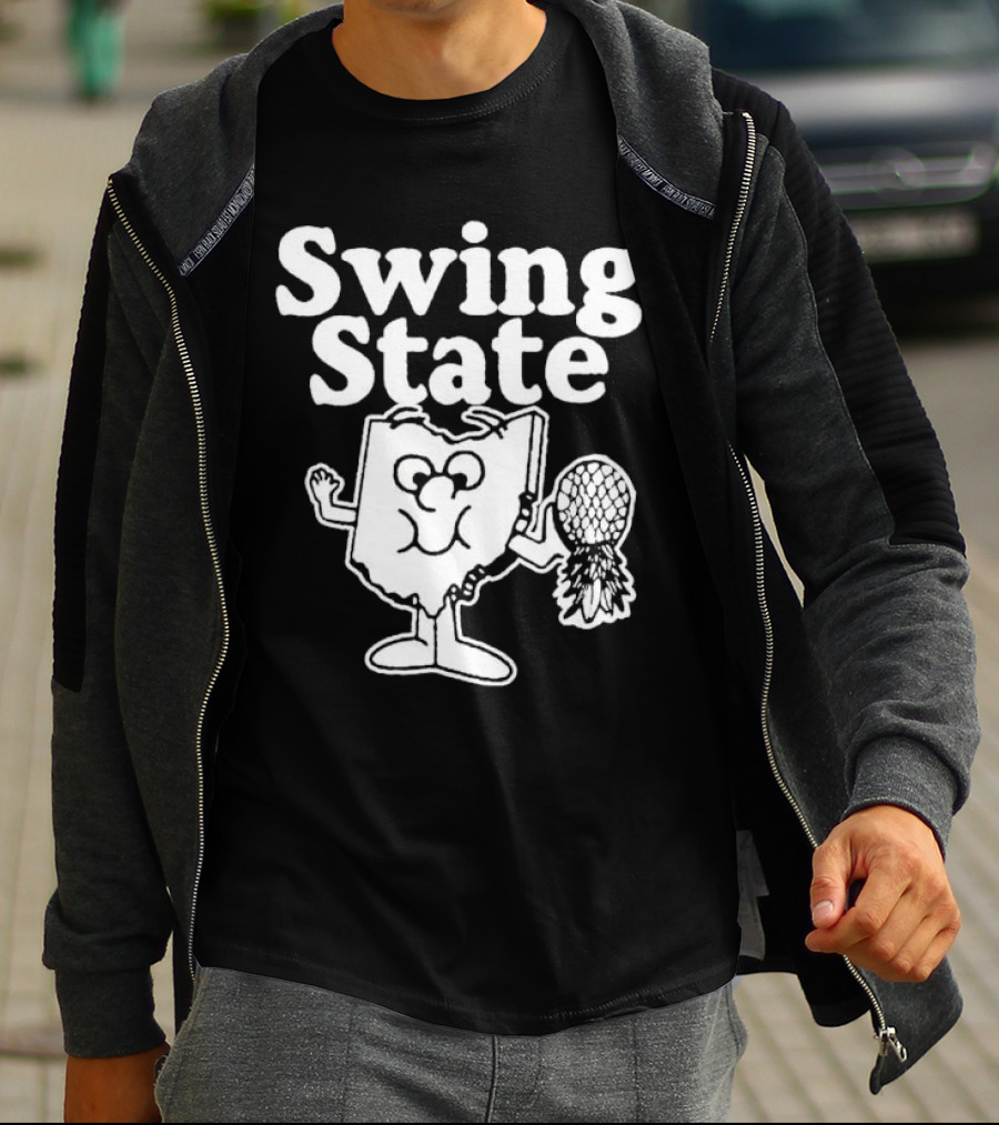 Swing State Ohio Character With Buckeye Helmet T-Shirt