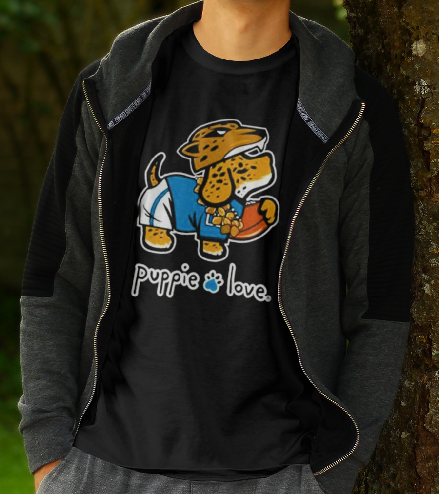 Jacksonville Jaguars Puppie Love Mascot Pup Football Fan T-Shirt
