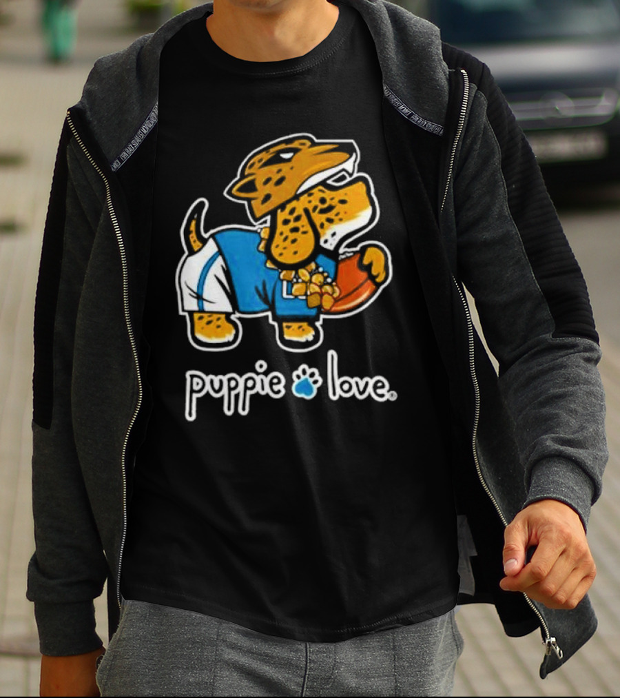 Jacksonville Jaguars Puppie Love Mascot Pup Football Fan T-Shirt