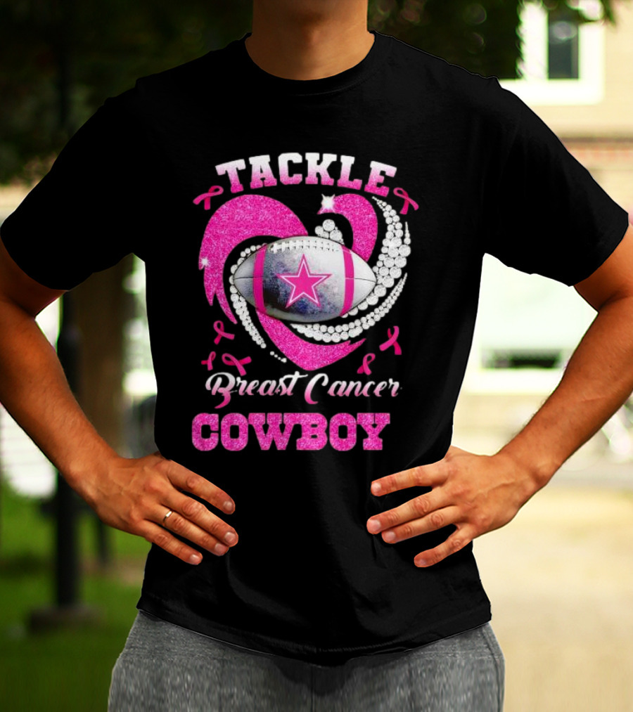 Tackle Breast Cancer Cowboy Football Pink Awareness T-Shirt