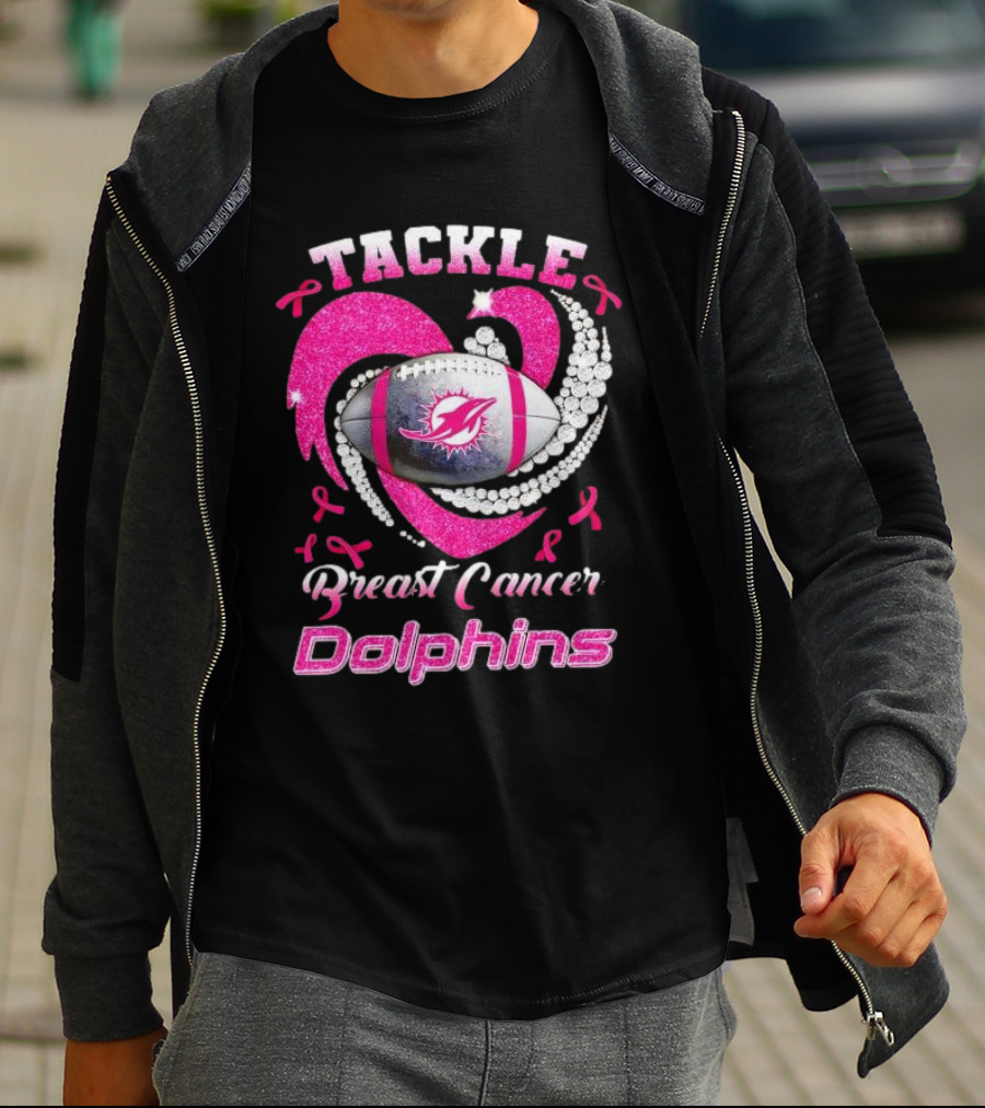 Tackle Breast Cancer Dolphins Football Awareness T-Shirt