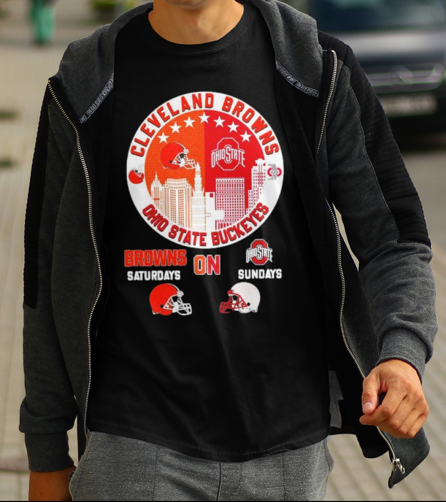 Cleveland Browns Ohio State Buckeyes Saturdays Sundays Circle City T-Shirt