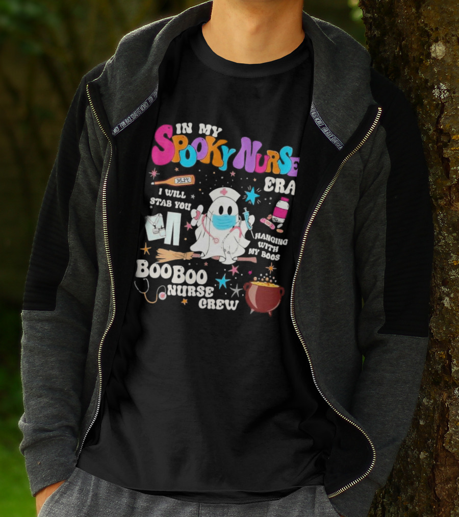 Spooky Nurse Era I Will Stab You Hanging With My Boos Boo Boo Nurse Crew T-Shirt
