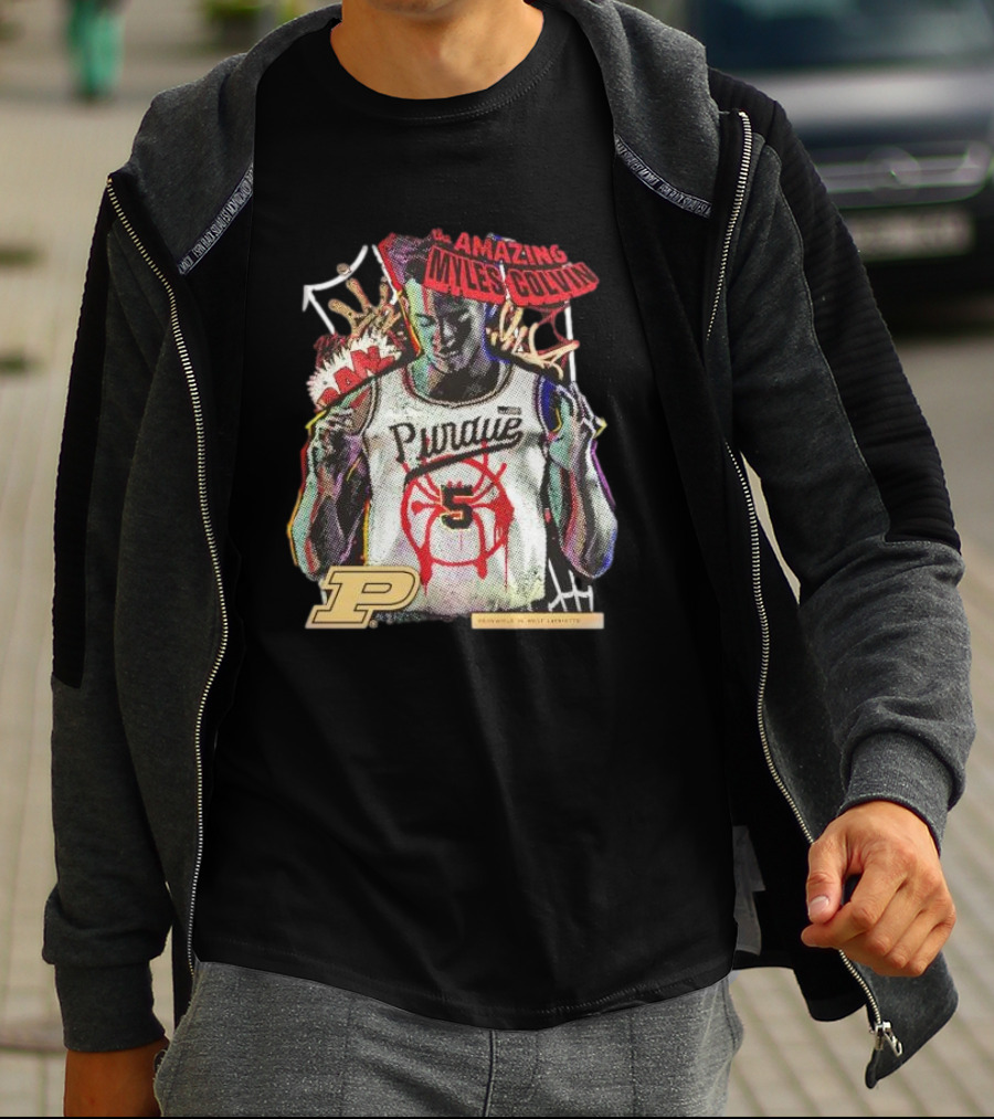The Amazing Myles Colvin Purdue Boilermakers Spider-Man Mashup T-Shirt