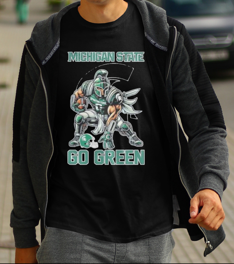 Michigan State Spartans Go Green Football Mascot T-Shirt