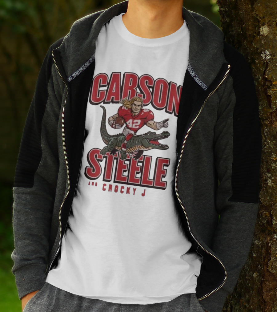 Carson Steele Riding Crocky J Football Kansas City Chiefs T-Shirt