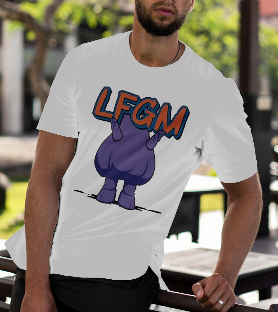 Grimace LFGM New York Mets Character Holding Letters T-Shirt