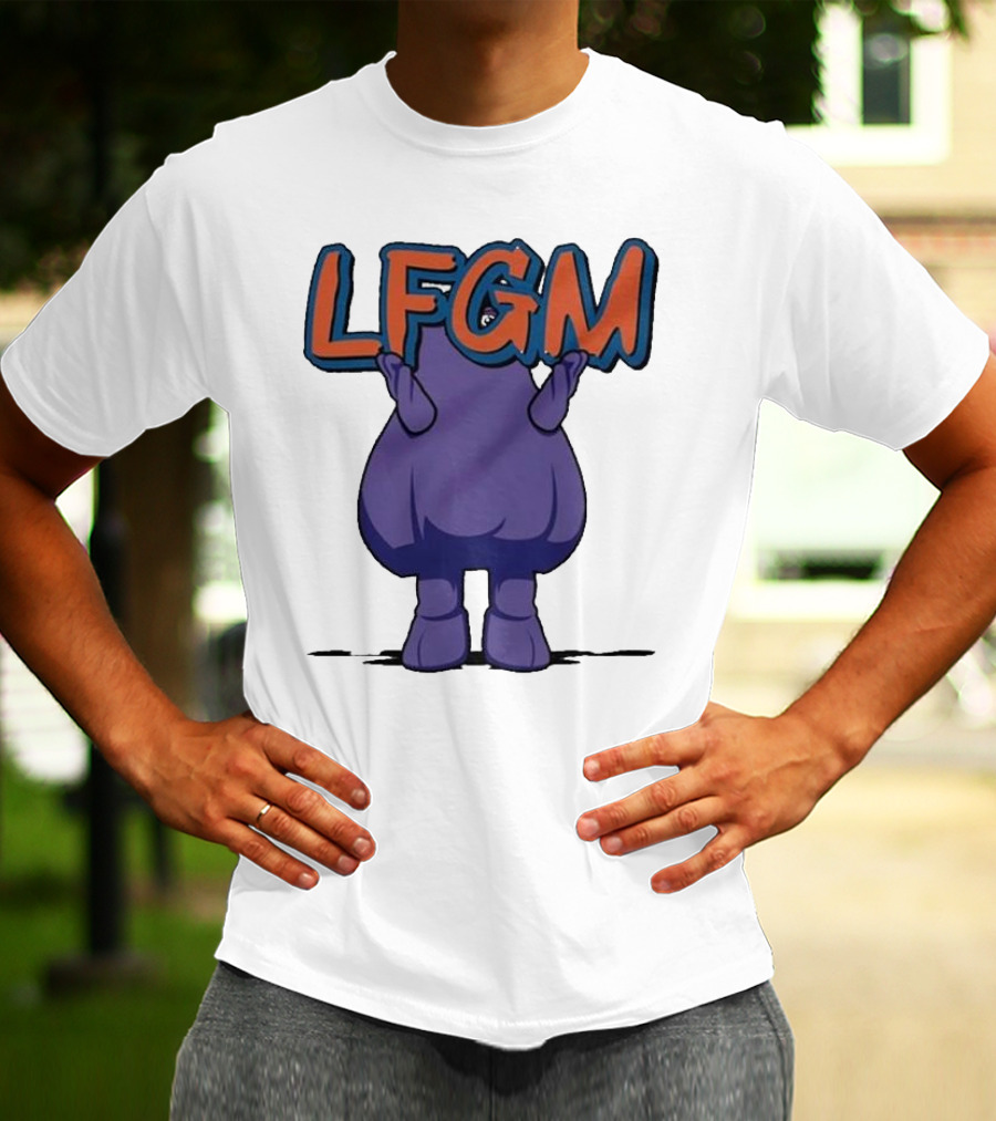 Grimace LFGM New York Mets Character Holding Letters T-Shirt