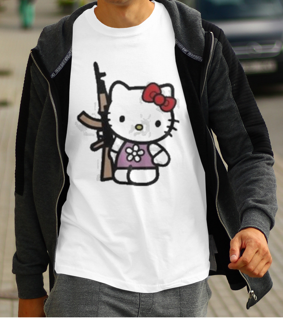 Hello Kitty Holding AK-47 Rifle T-Shirt
