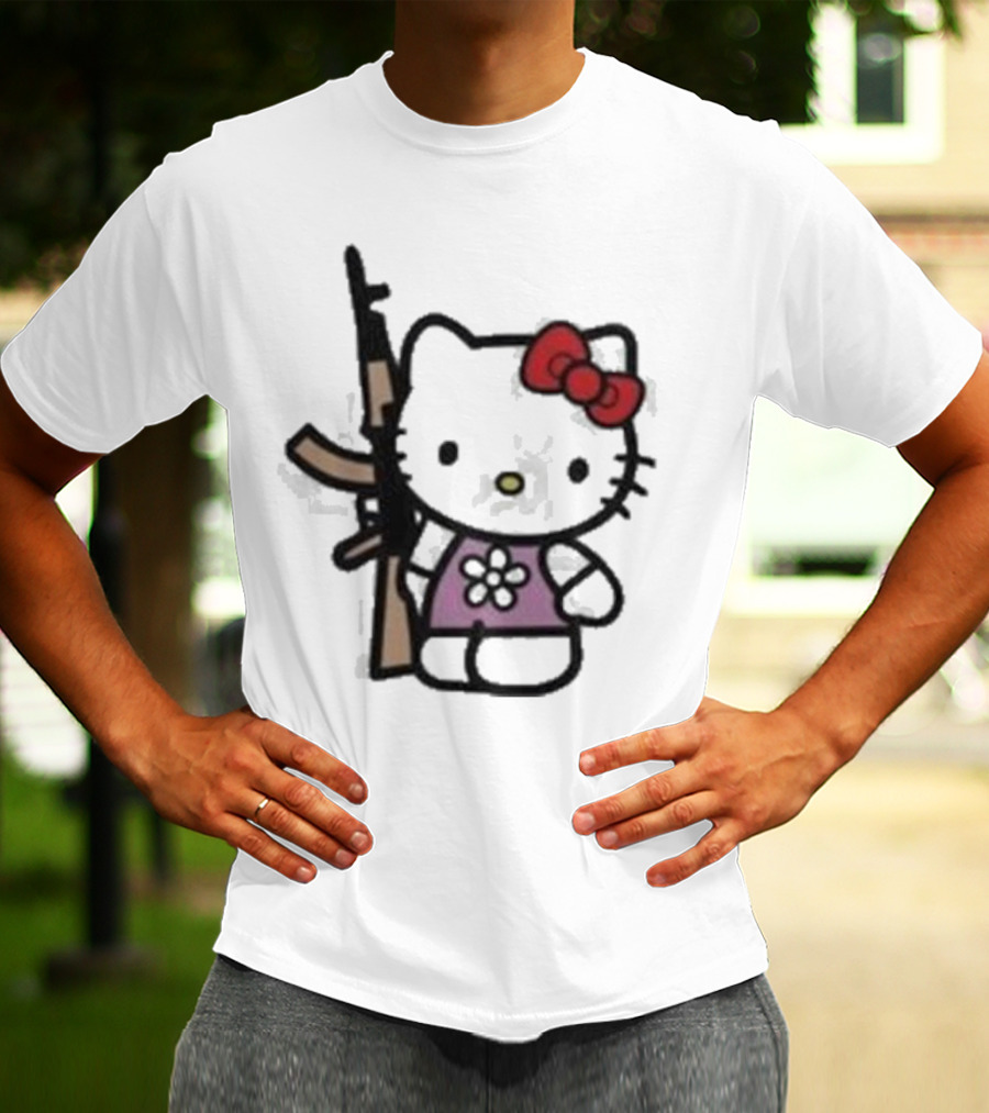 Hello Kitty Holding AK-47 Rifle T-Shirt