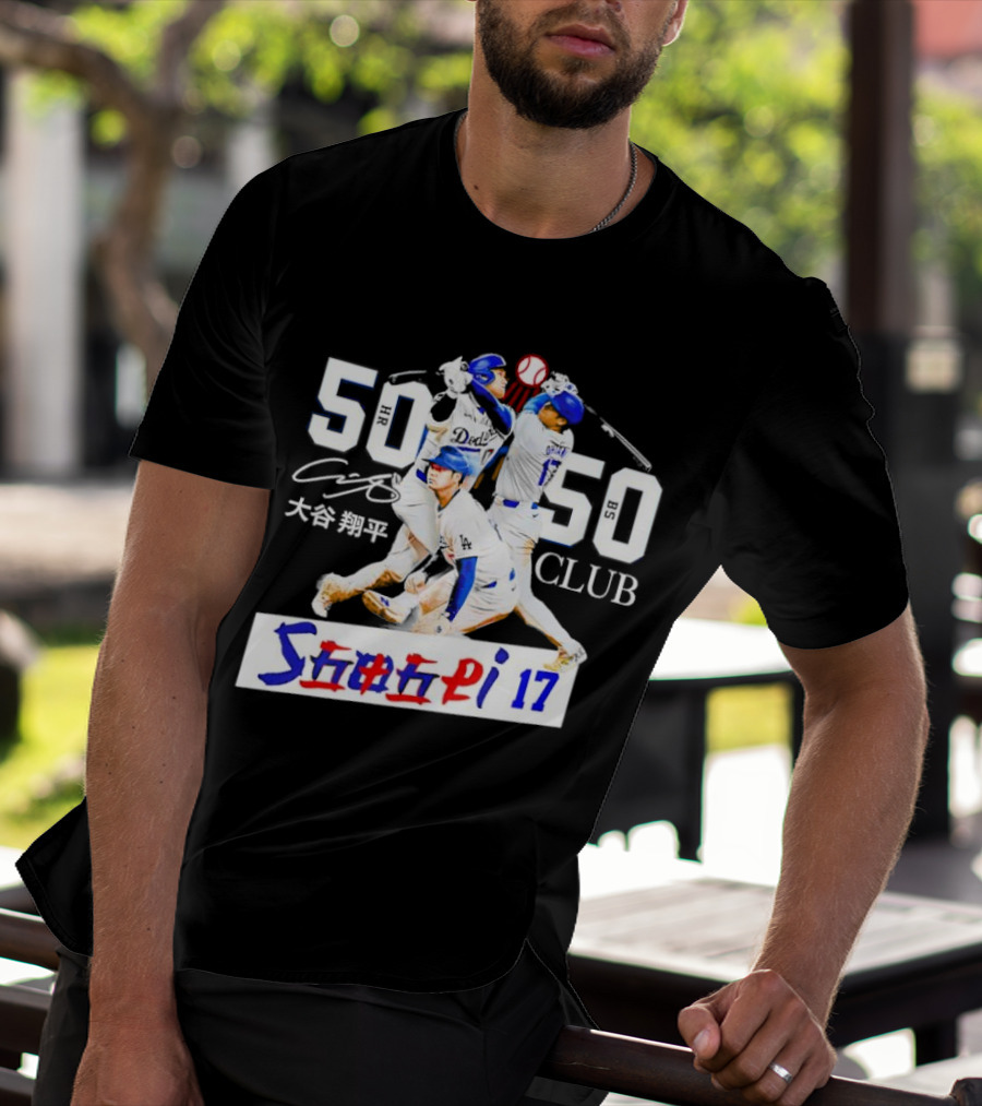 Shohei Ohtani 50 HR 50 SB Club Signature Dodgers 17 T-Shirt