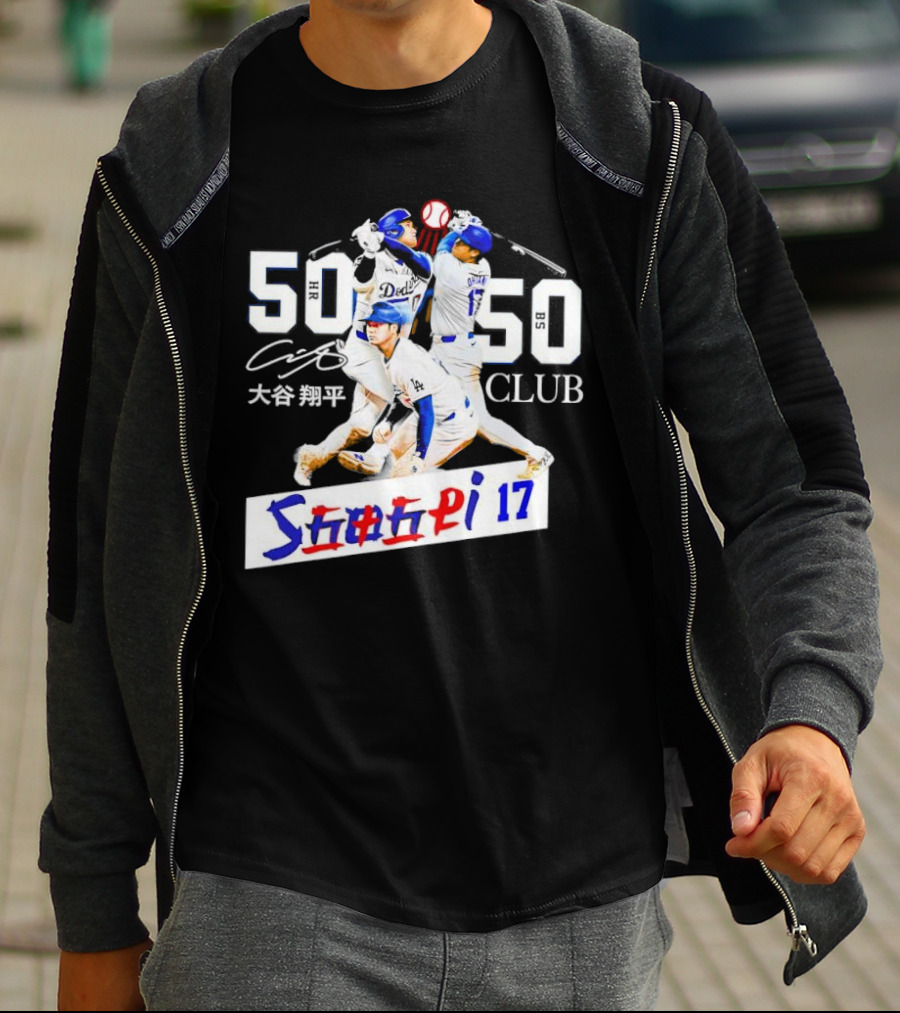 Shohei Ohtani 50 HR 50 SB Club Signature Dodgers 17 T-Shirt