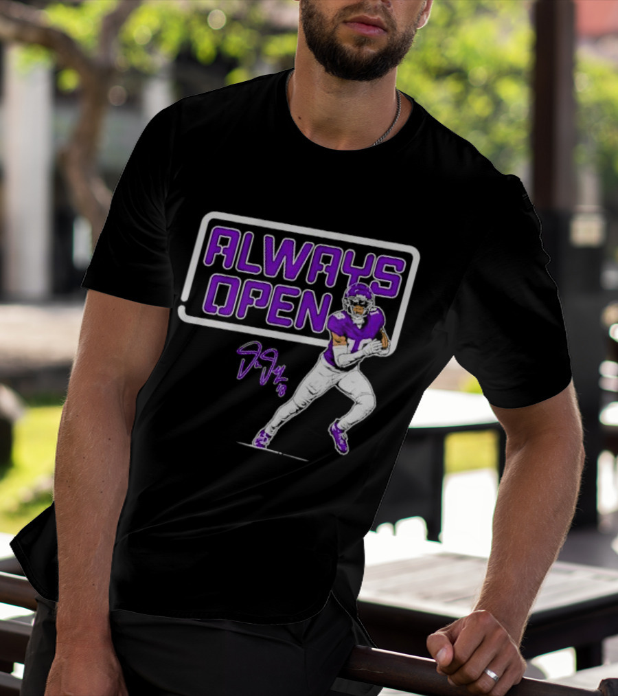 Always Open Justin Jefferson Minnesota Vikings 18 Signature T-Shirt