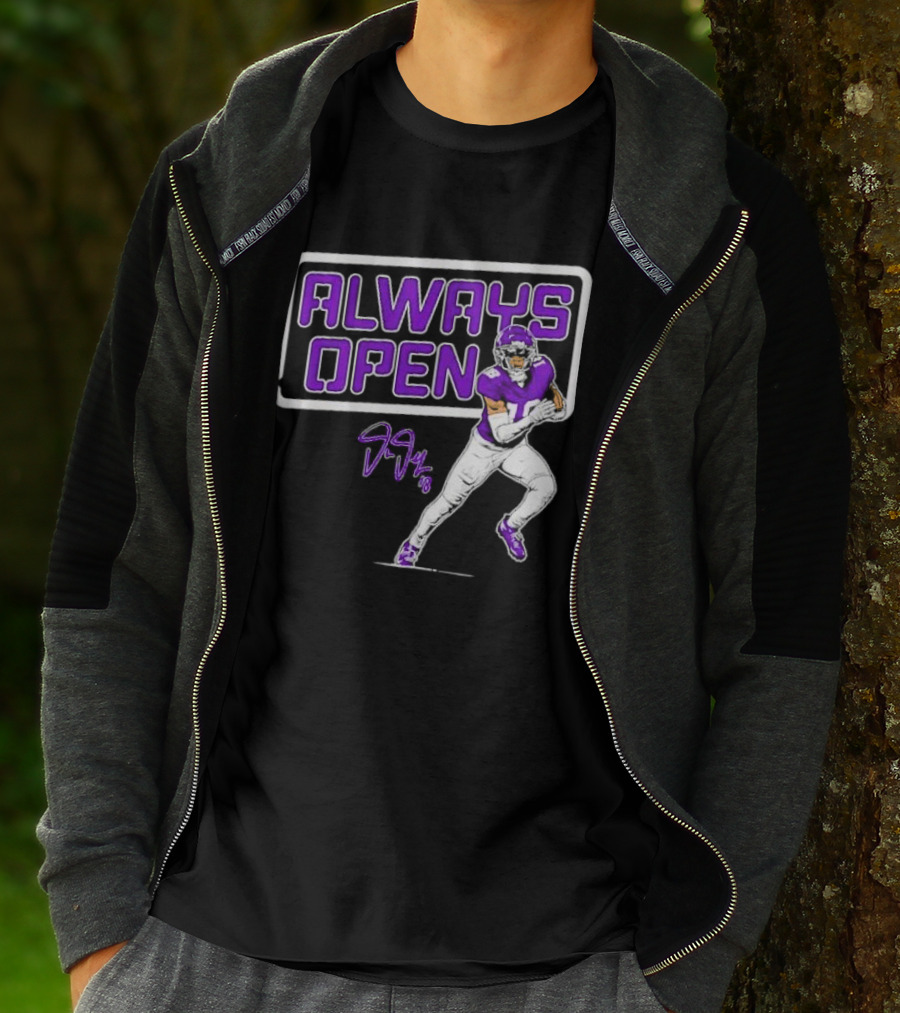Always Open Justin Jefferson Minnesota Vikings 18 Signature T-Shirt