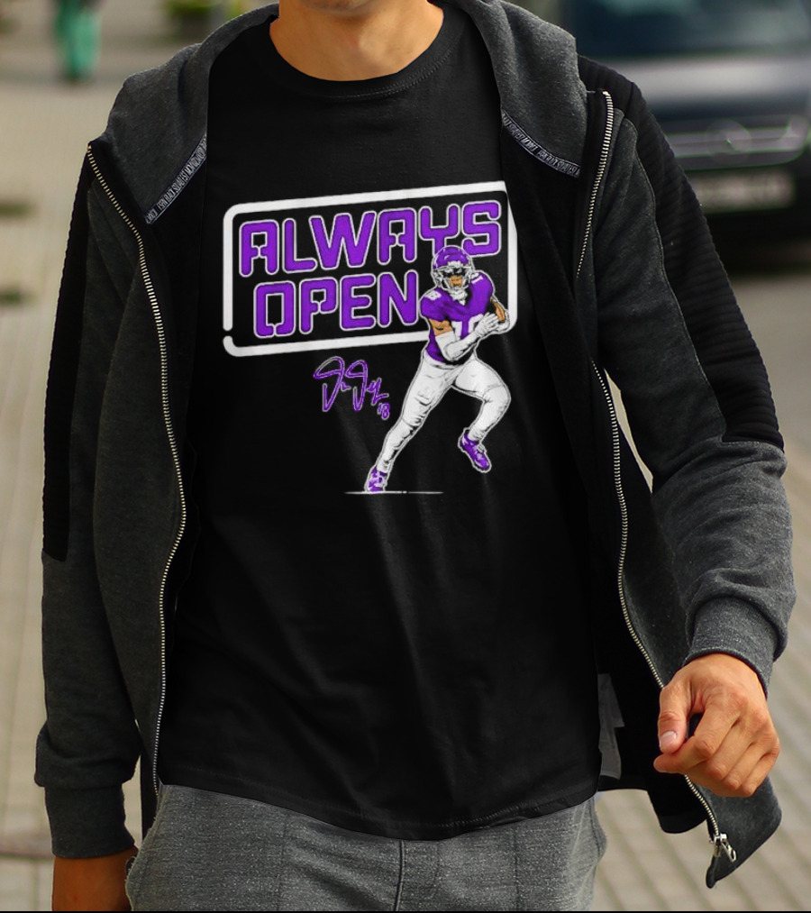 Always Open Justin Jefferson Minnesota Vikings 18 Signature T-Shirt