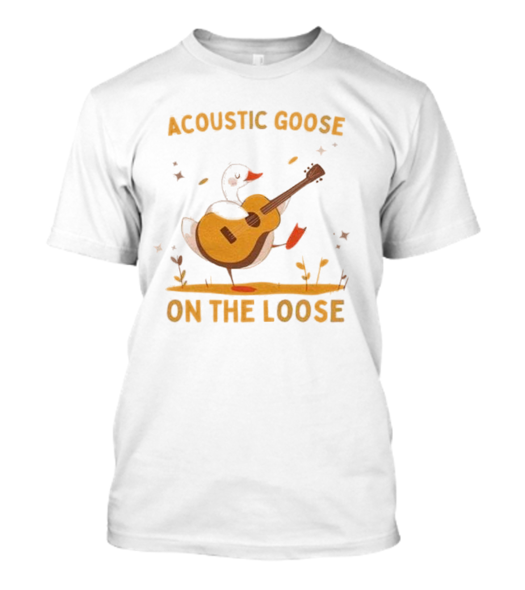 Acoustic Goose On The Loose Silly Meme Goose Playing Guitar T-Shirt