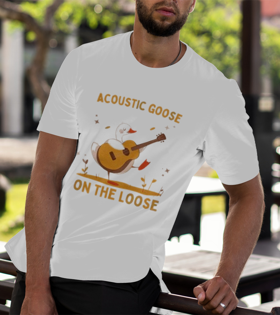 Acoustic Goose On The Loose Silly Meme Goose Playing Guitar T-Shirt