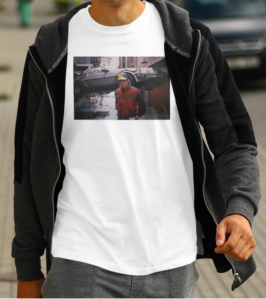 Back To The Future Marty McFly Michael J. Fox DeLorean Iconic Scene T-Shirt