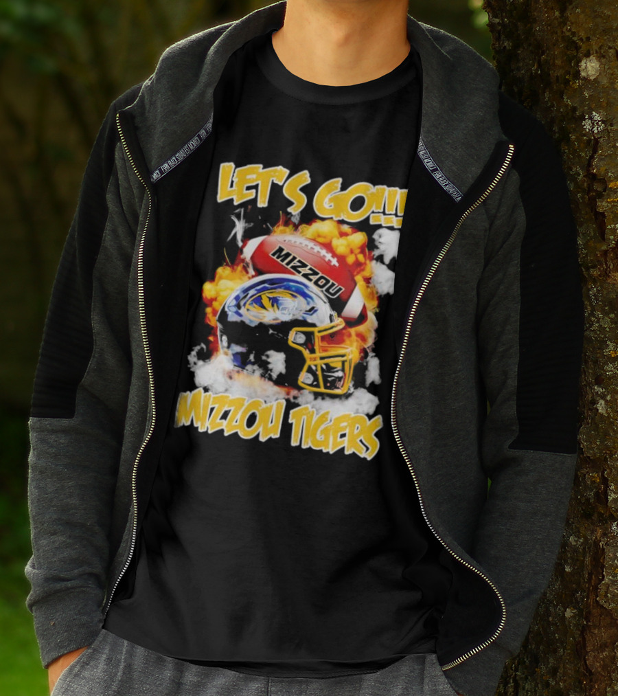LET'S GO MIZZOU TIGERS FOOTBALL HELMET FIREBALL T-Shirt