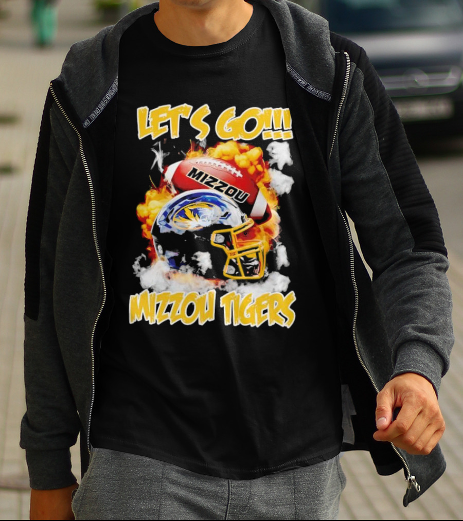 LET'S GO MIZZOU TIGERS FOOTBALL HELMET FIREBALL T-Shirt