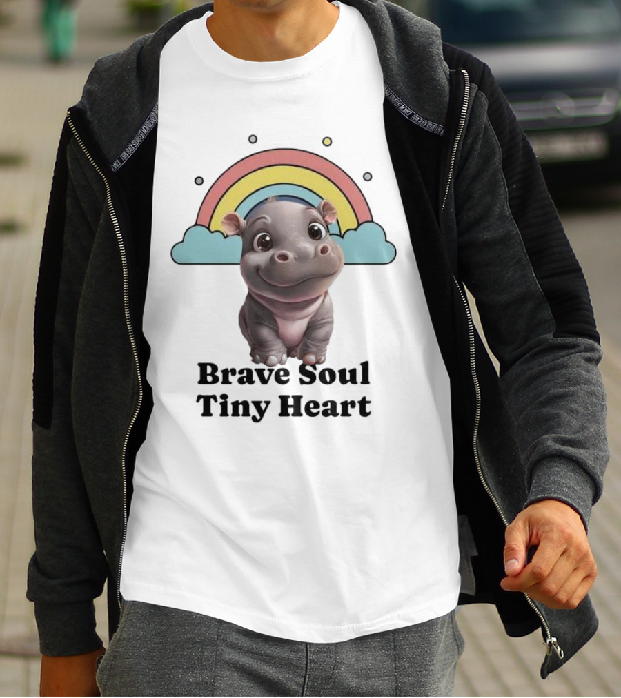 Brave Soul Tiny Heart Hippo With Rainbow T-Shirt