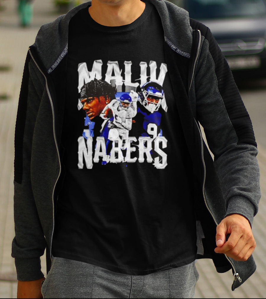 Malik Nabers New York Giants Football Player Collage T-Shirt