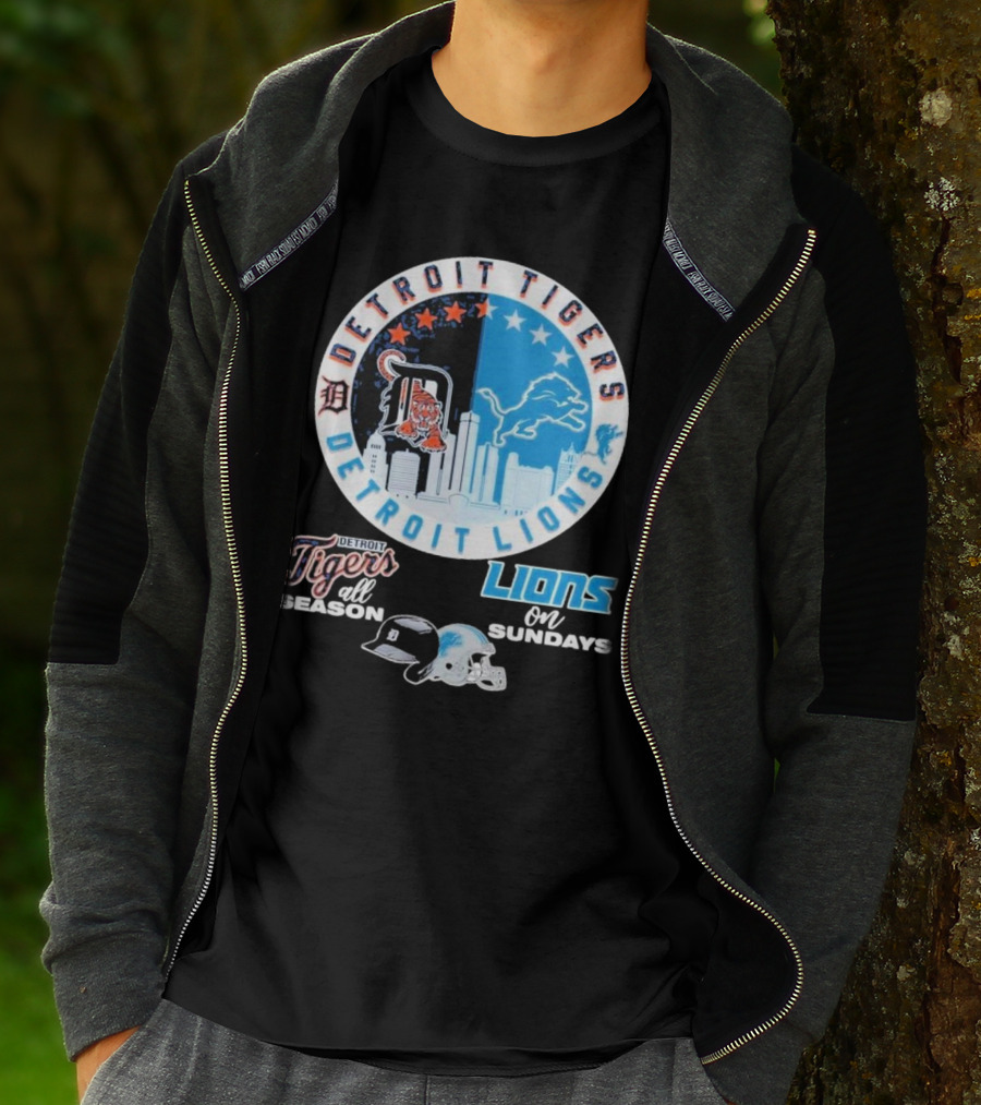 Detroit Tigers Detroit Lions All Season On Sundays T-Shirt