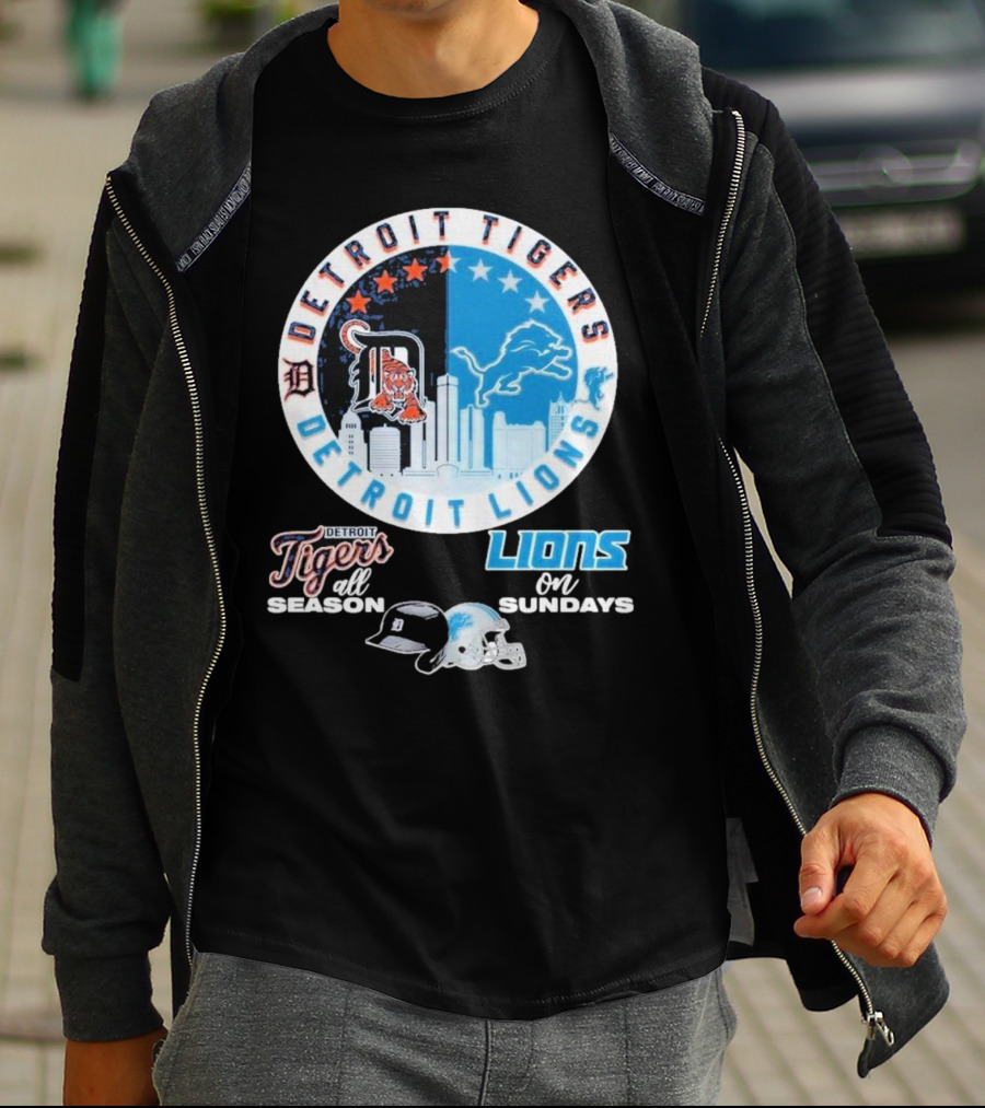 Detroit Tigers Detroit Lions All Season On Sundays T-Shirt