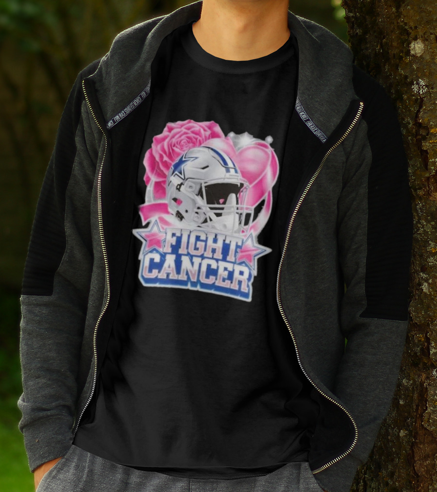 Dallas Cowboys Fight Breast Cancer Awareness Rose Pink Heart Helmet T-Shirt