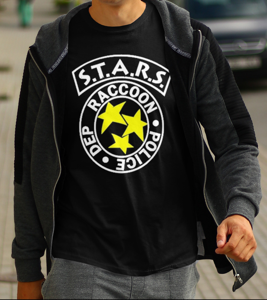 S.T.A.R.S. Raccoon Police Department Logo With Yellow Stars T-Shirt
