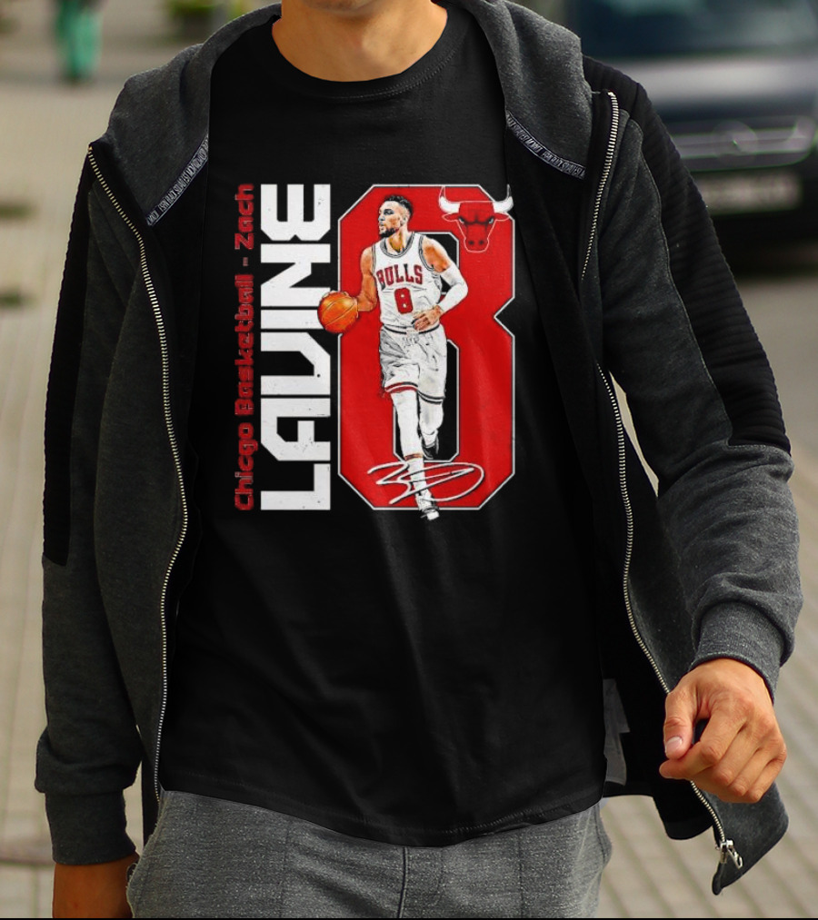 Zach Lavine Chicago Basketball Bulls Number 8 Signature T-Shirt