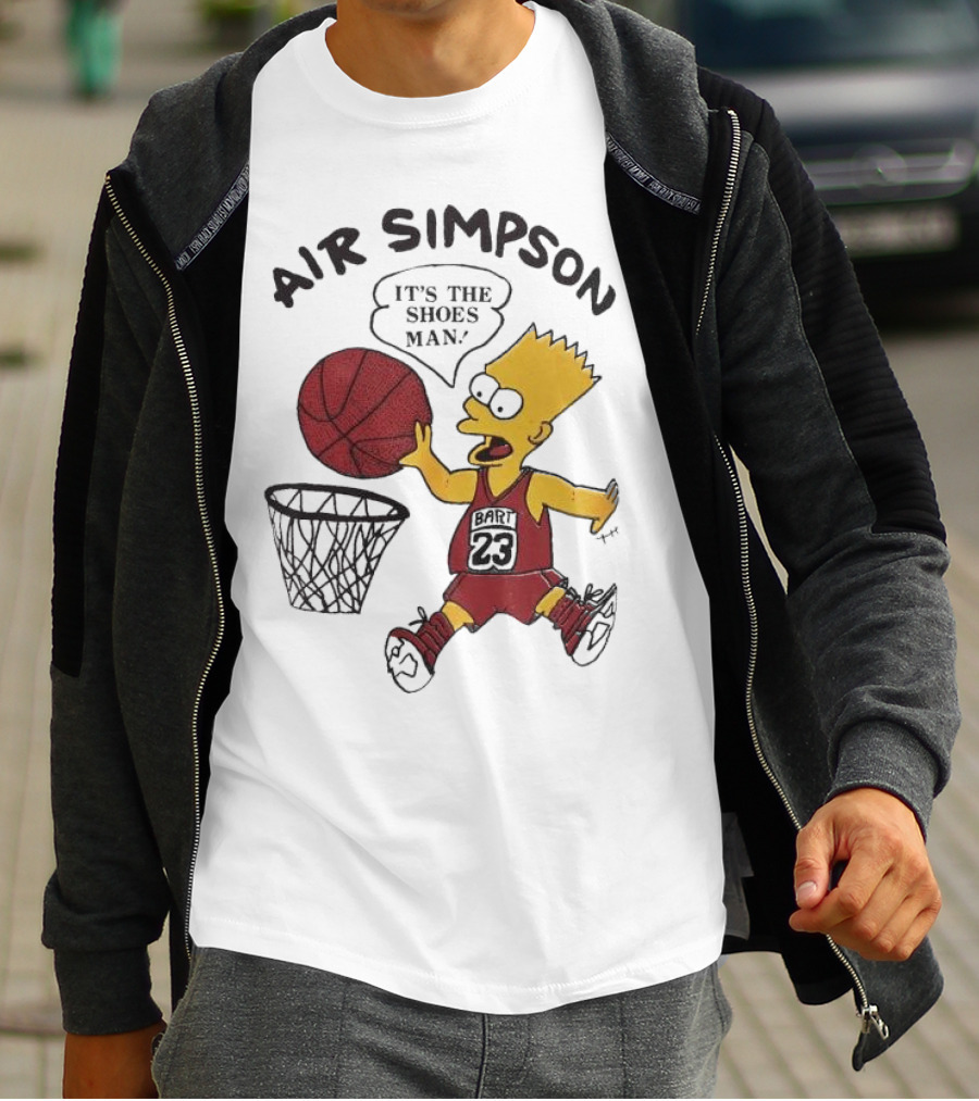 Bart Simpson Air Bart It's The Shoes Man Basketball Parody 23 Jersey Dunk T-Shirt