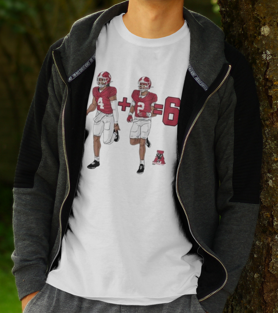 Alabama Crimson Tide Ryan Williams Jalen Milroe 4 + 2 = 6 Cartoon Football Players T-Shirt