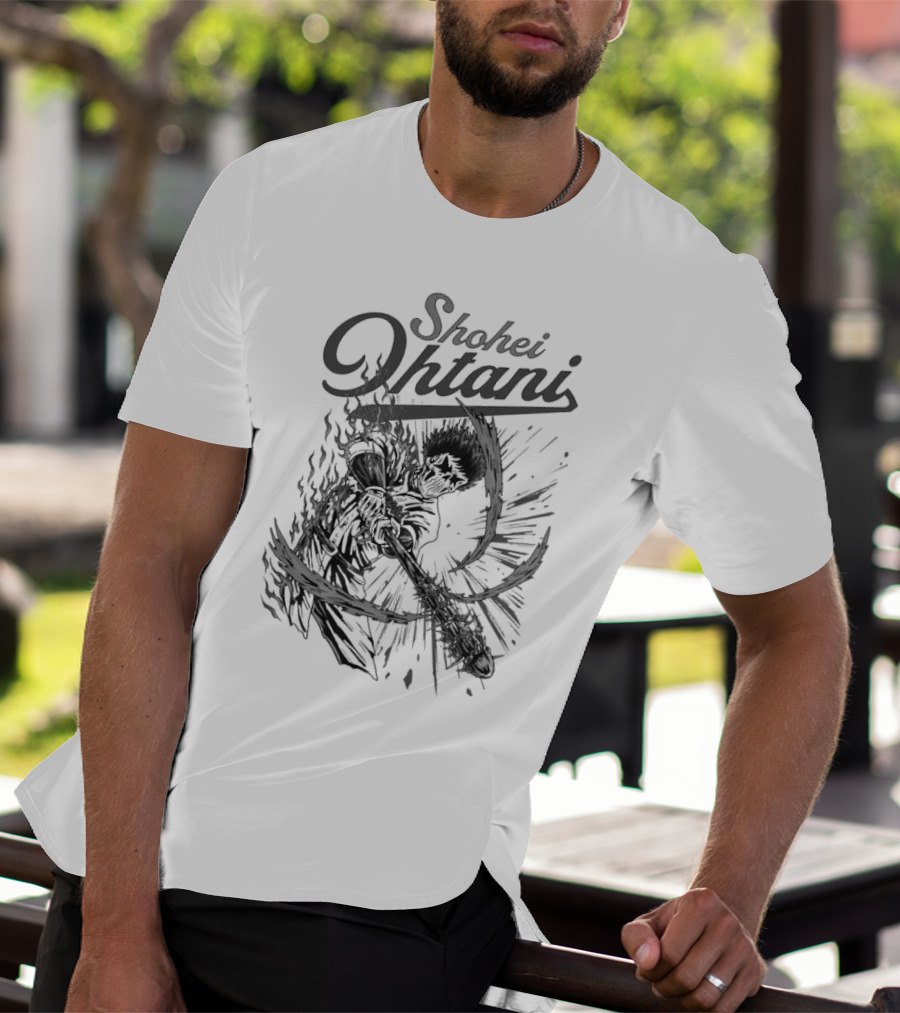 Shohei Ohtani Skeleton Manga Black And White Dynamic Action T-Shirt
