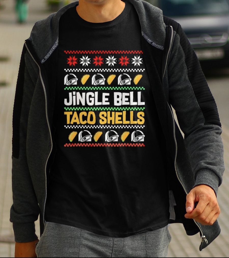 Jingle Bell Taco Shells Christmas Snowflakes Festive Tacos T-Shirt