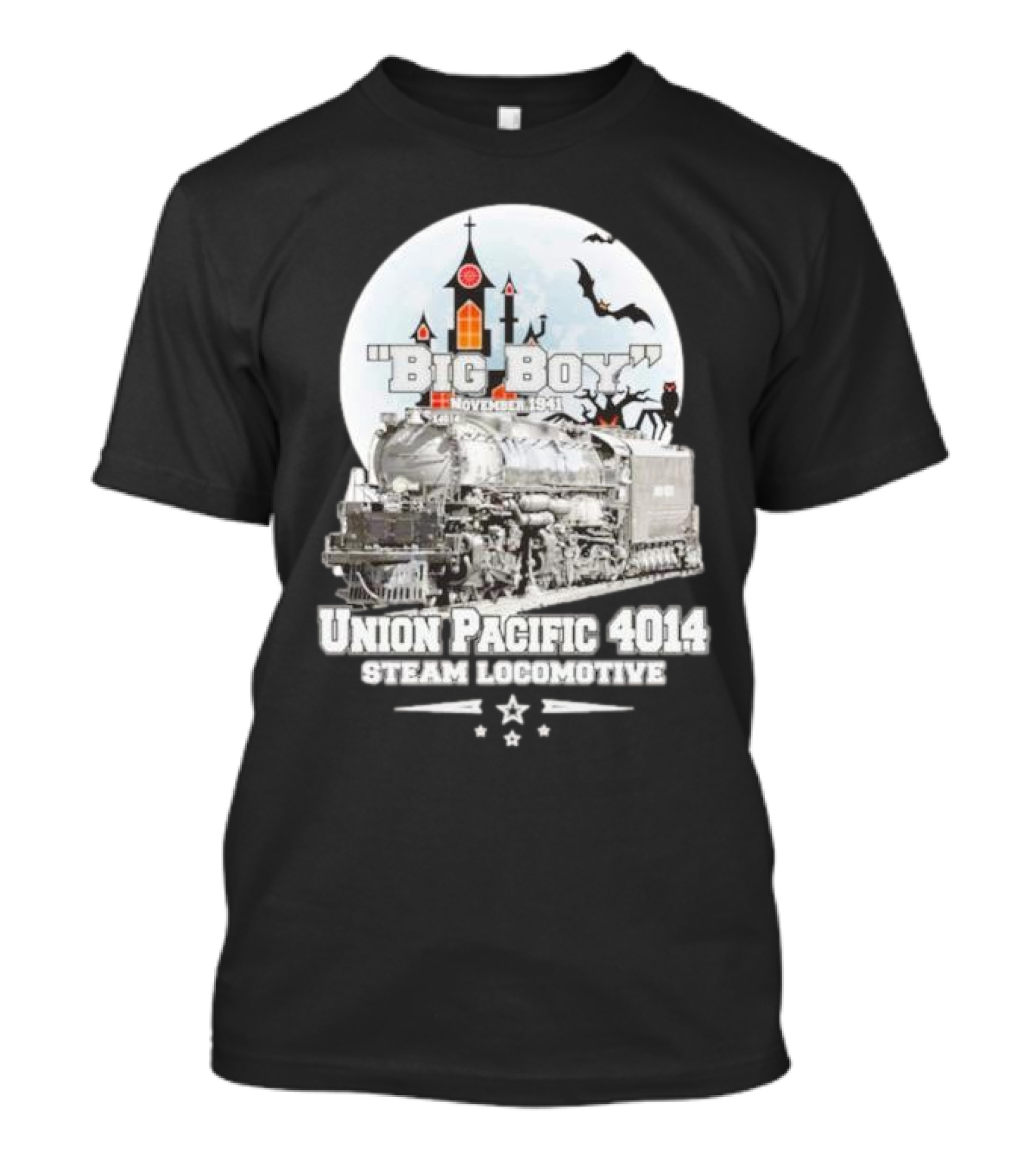 Big Boy Union Pacific 4014 Steam Locomotive November 1941 Haunted Castle And Bats T-Shirt