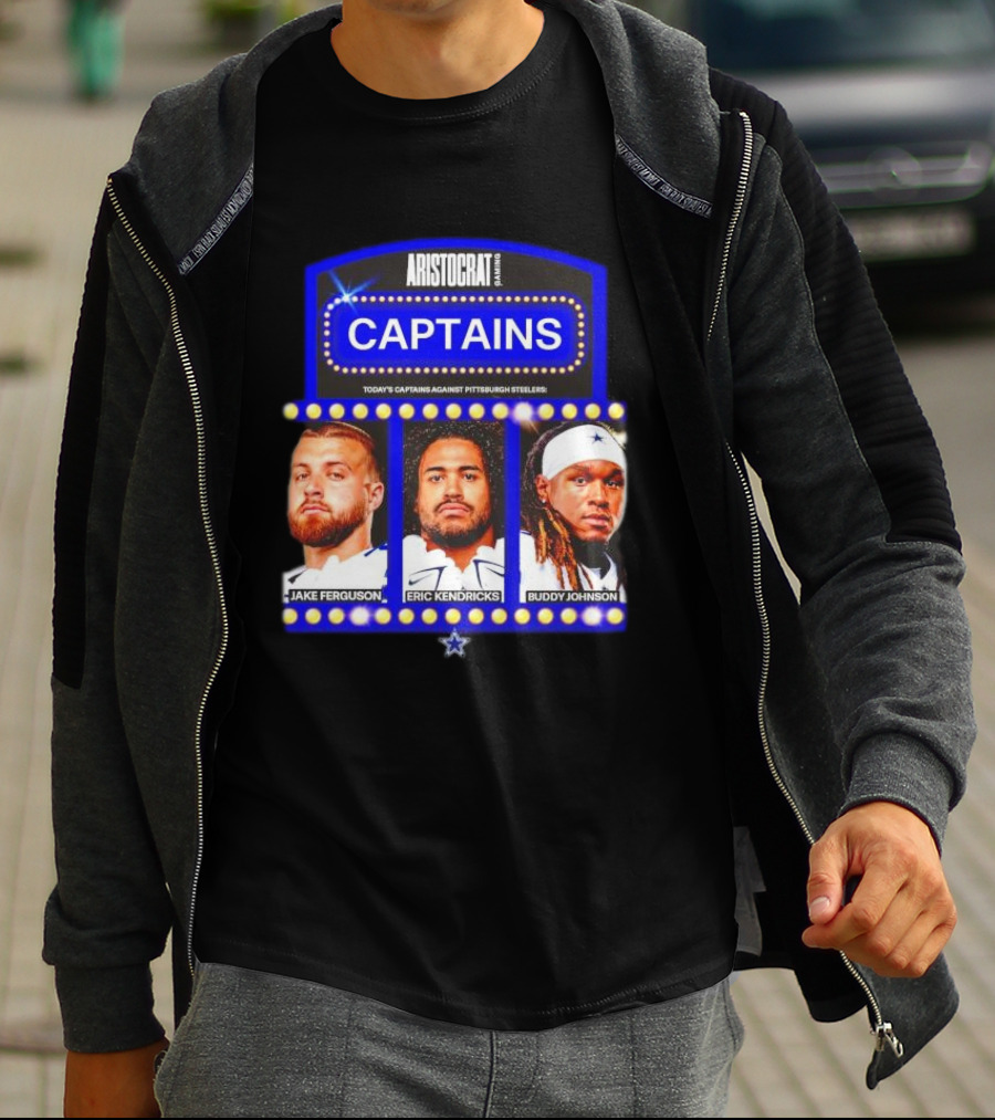 ARISTOCRAT CAPTAINS Dallas Cowboys Jake Ferguson Eric Kendricks Buddy Johnson Against Pittsburgh Steelers T-Shirt