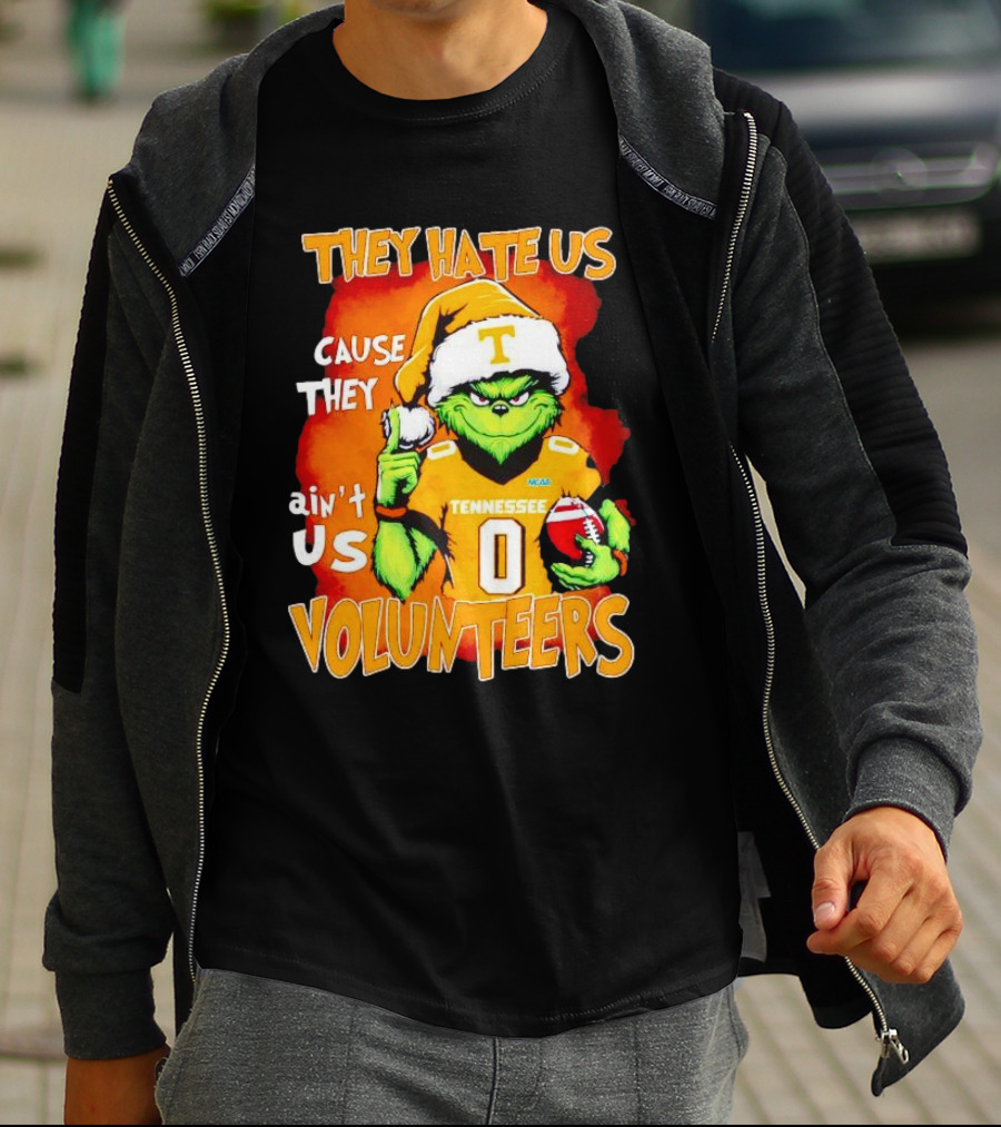 They Hate Us Cause They Ain't Us Grinch Tennessee Volunteers Christmas Football T-Shirt