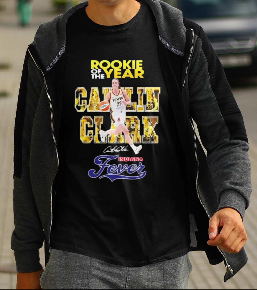 ROOKIE OF THE YEAR CAITLIN CLARK INDIANA FEVER 22 SIGNATURE T-Shirt