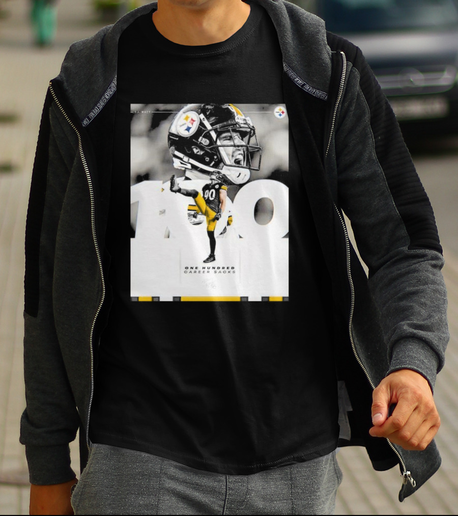 TJ Watt Pittsburgh Steelers 100 Career Sacks Signature T-Shirt