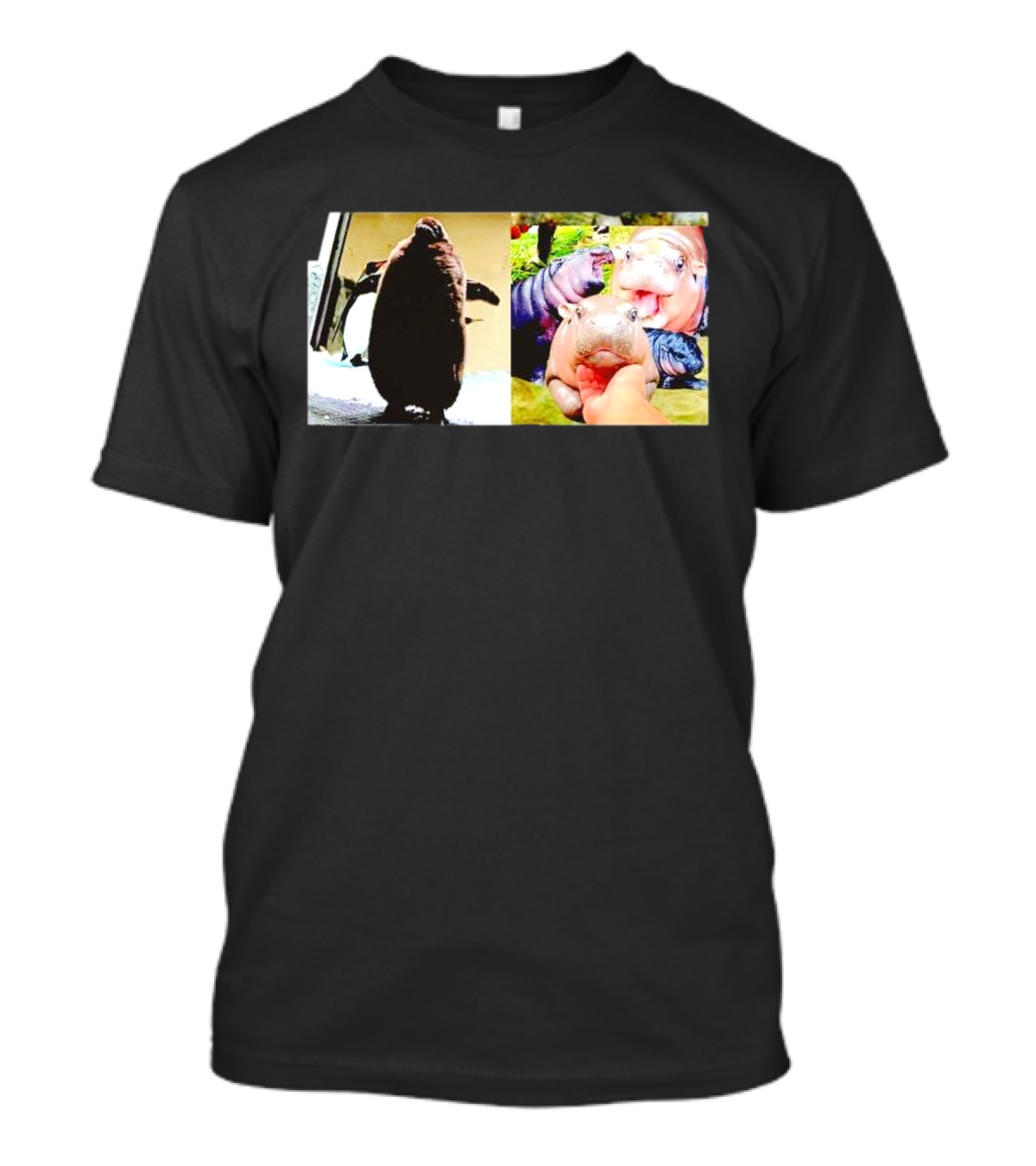 Moo Deng Hippo And Baby Penguin Pesto Family Moments T-Shirt