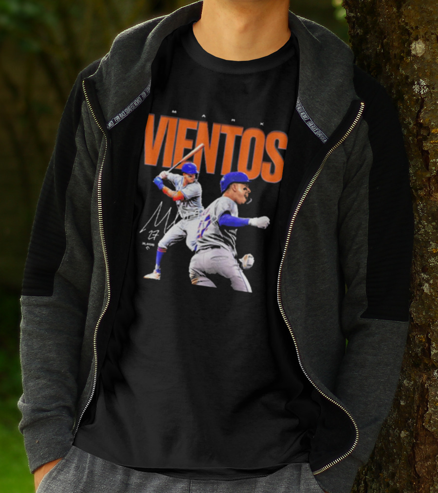 Mark Vientos New York Mets MLB 27 Signature Baseball Action T-Shirt