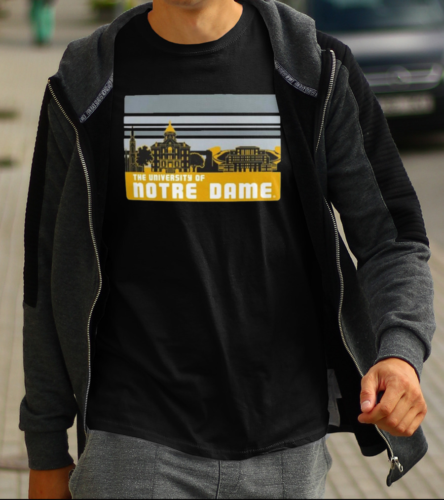 The University Of Notre Dame Fighting Irish Striped Campus Skyline T-Shirt
