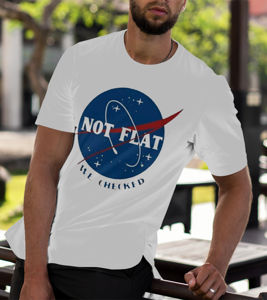 Not Flat We Checked Space Exploration Emblem T-Shirt