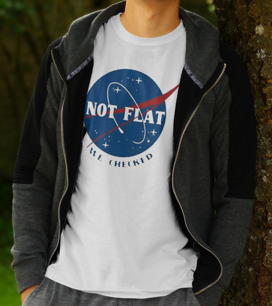Not Flat We Checked Space Exploration Emblem T-Shirt