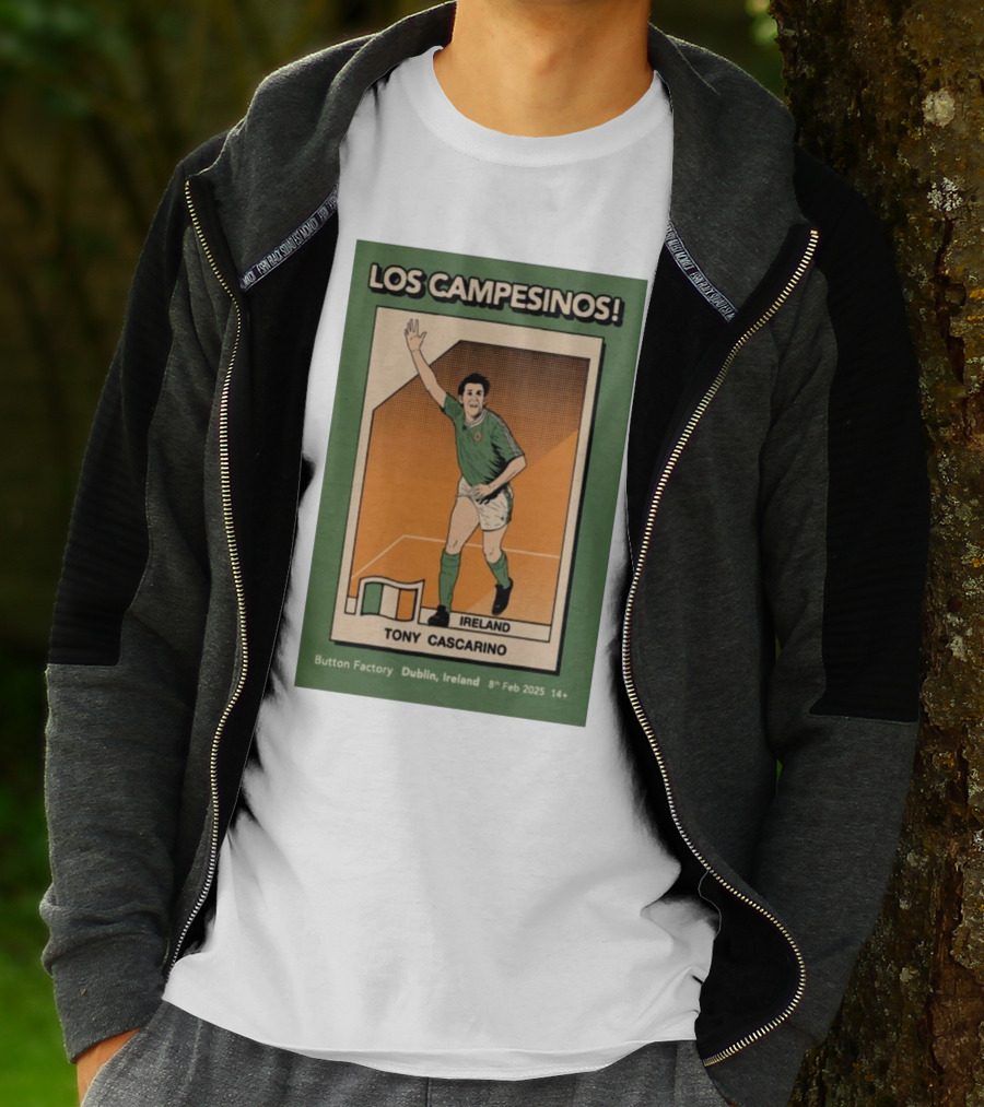 Los Campesinos Dublin Show Featuring Ireland Tony Cascarino Card At Button Factory February 8 2025 T-Shirt